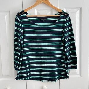 Banana Republic Striped Boat Neck 3/4 Sleeve Top